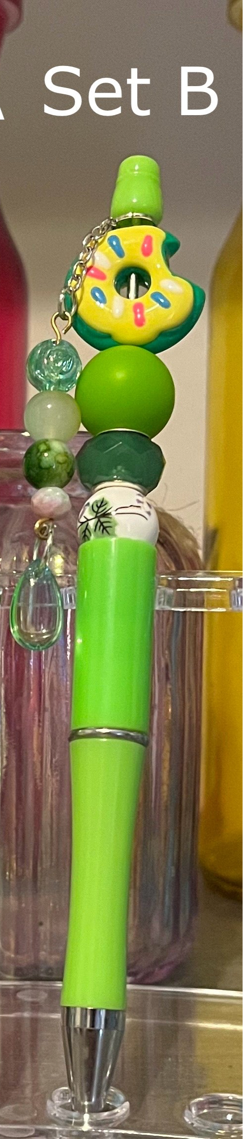 Solid Light Green Beaded Pens