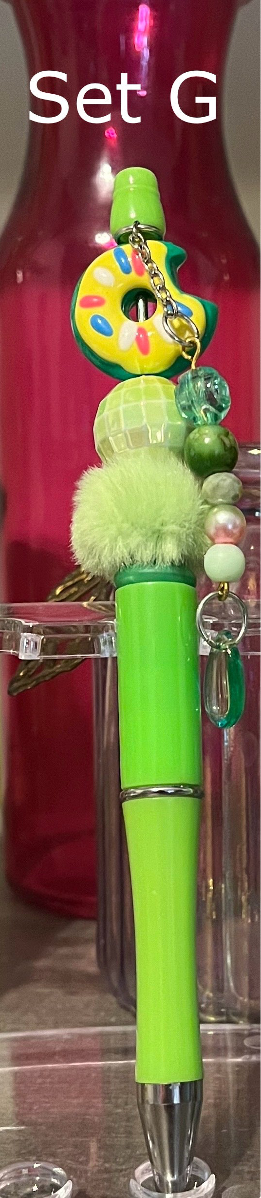 Solid Light Green Beaded Pens