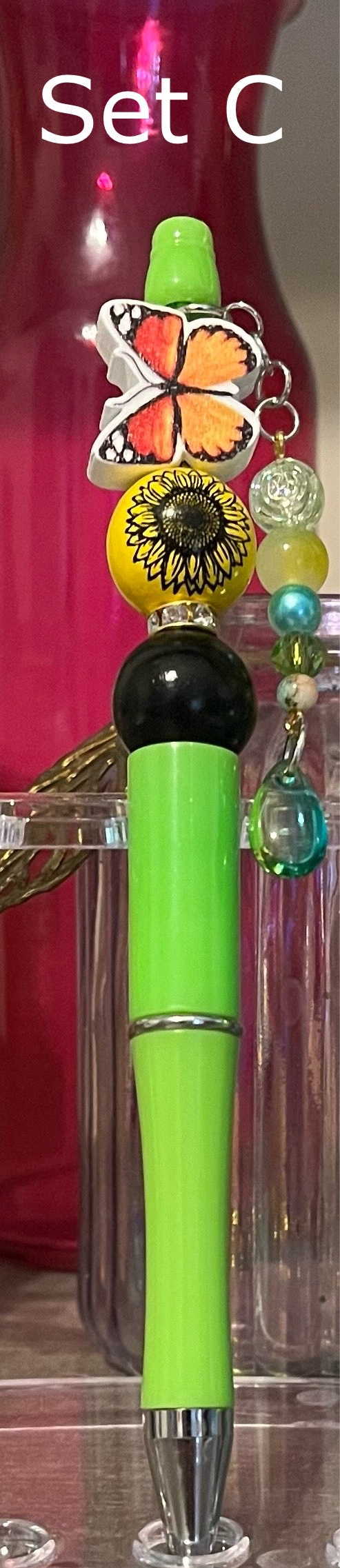 Solid Light Green Beaded Pens