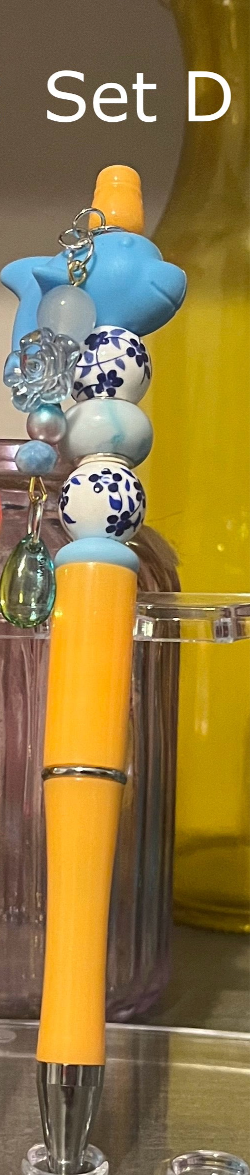Solid Light Orange Beaded Pens