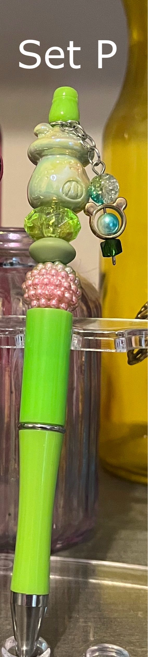 Solid Light Green Beaded Pens