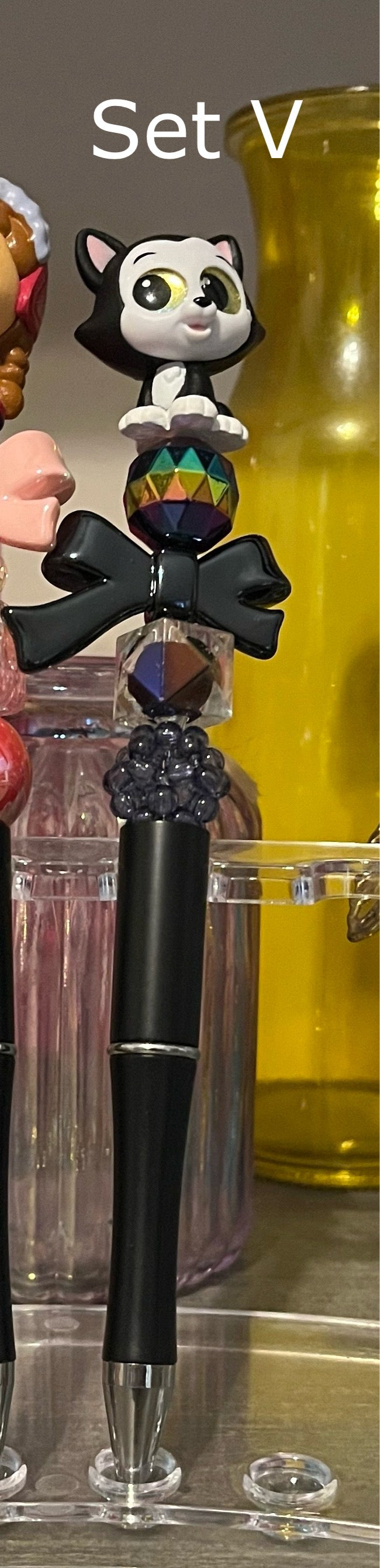 Solid Black Beaded Pens
