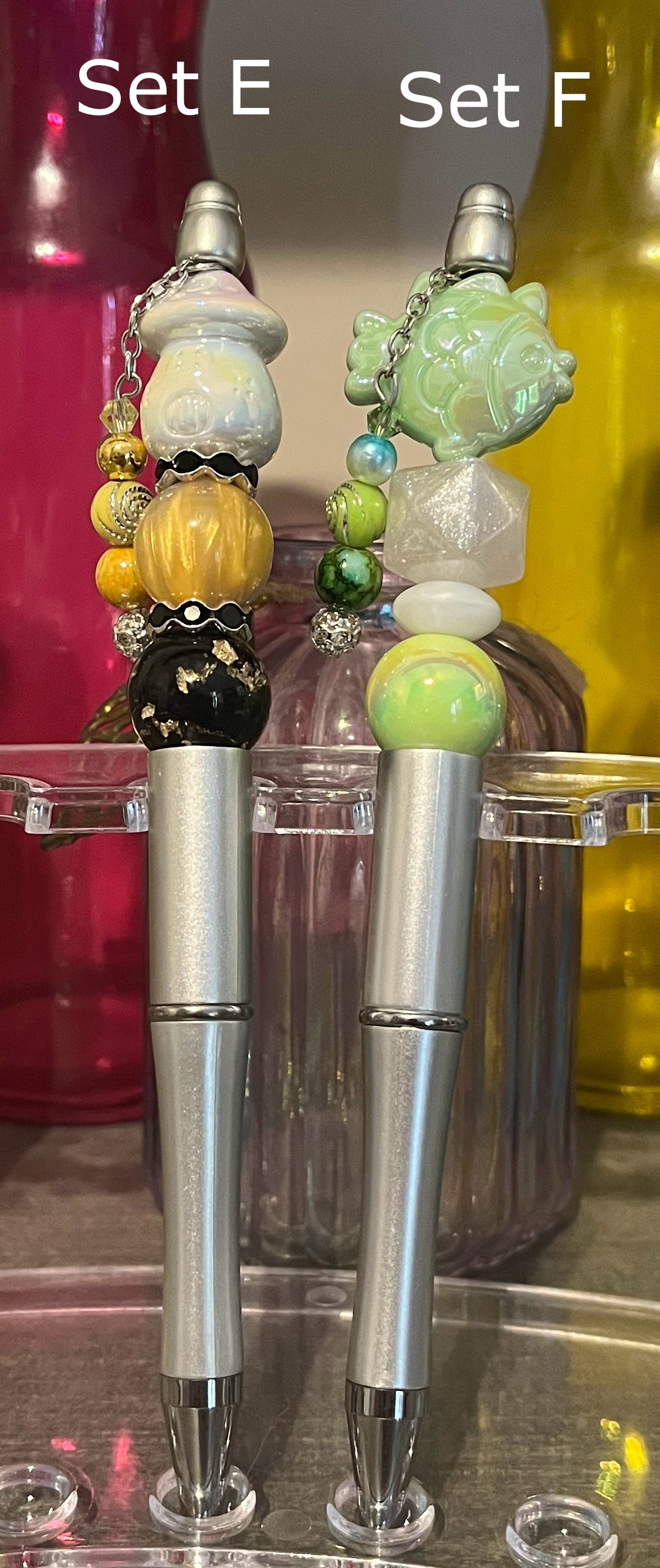 Metallic Silver Beaded Pens
