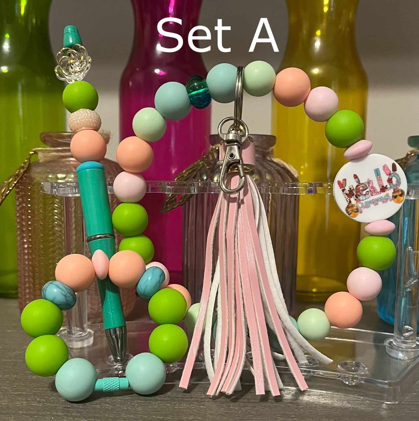 Wristlet, Pen & Cup Charm Bundle Sets