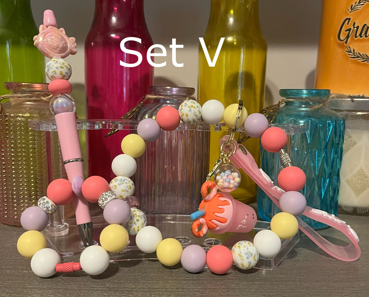 Wristlet, Pen & Cup Charm Bundle Sets