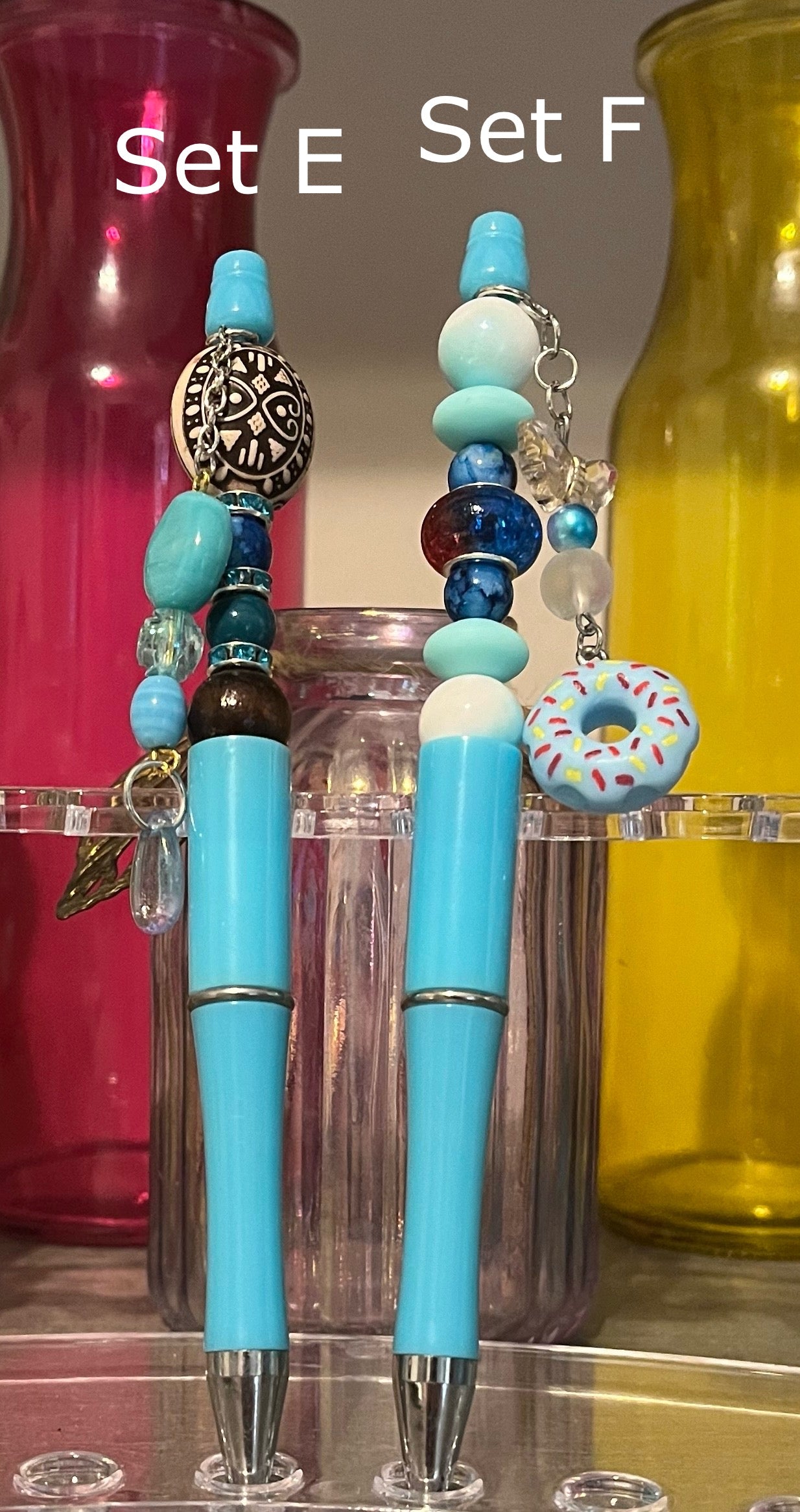 Solid Light Blue Beaded Pens