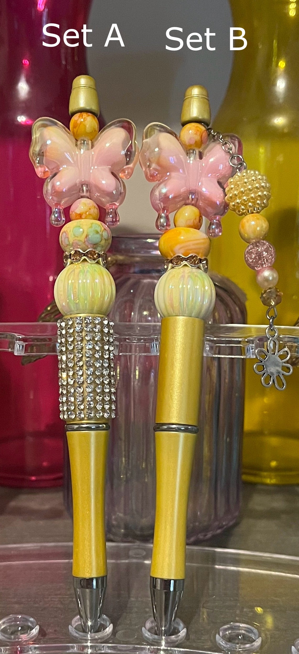 Metallic Gold Beaded Pens