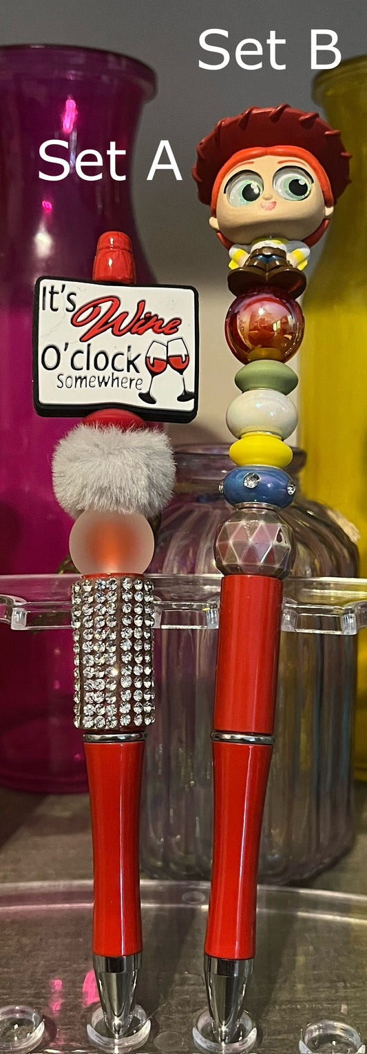 Solid Red Beaded Pens
