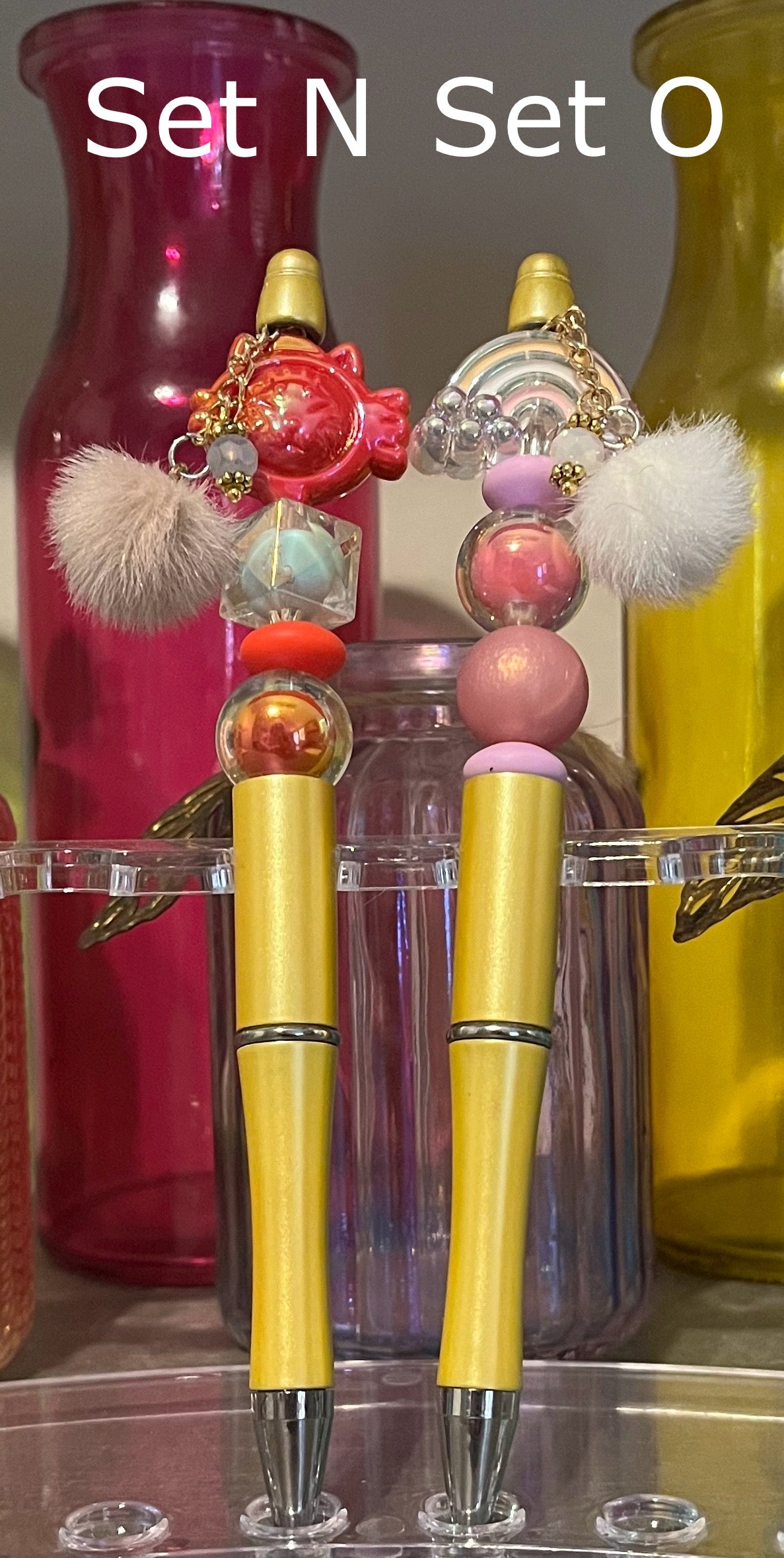Metallic Gold Beaded Pens