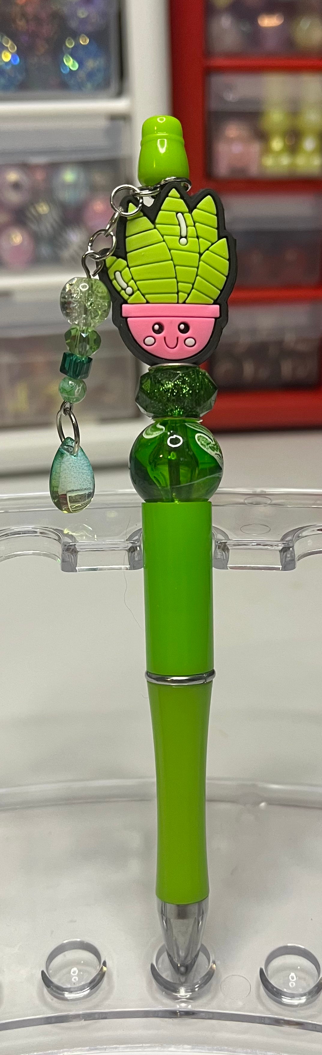Solid Light Green Beaded Pens