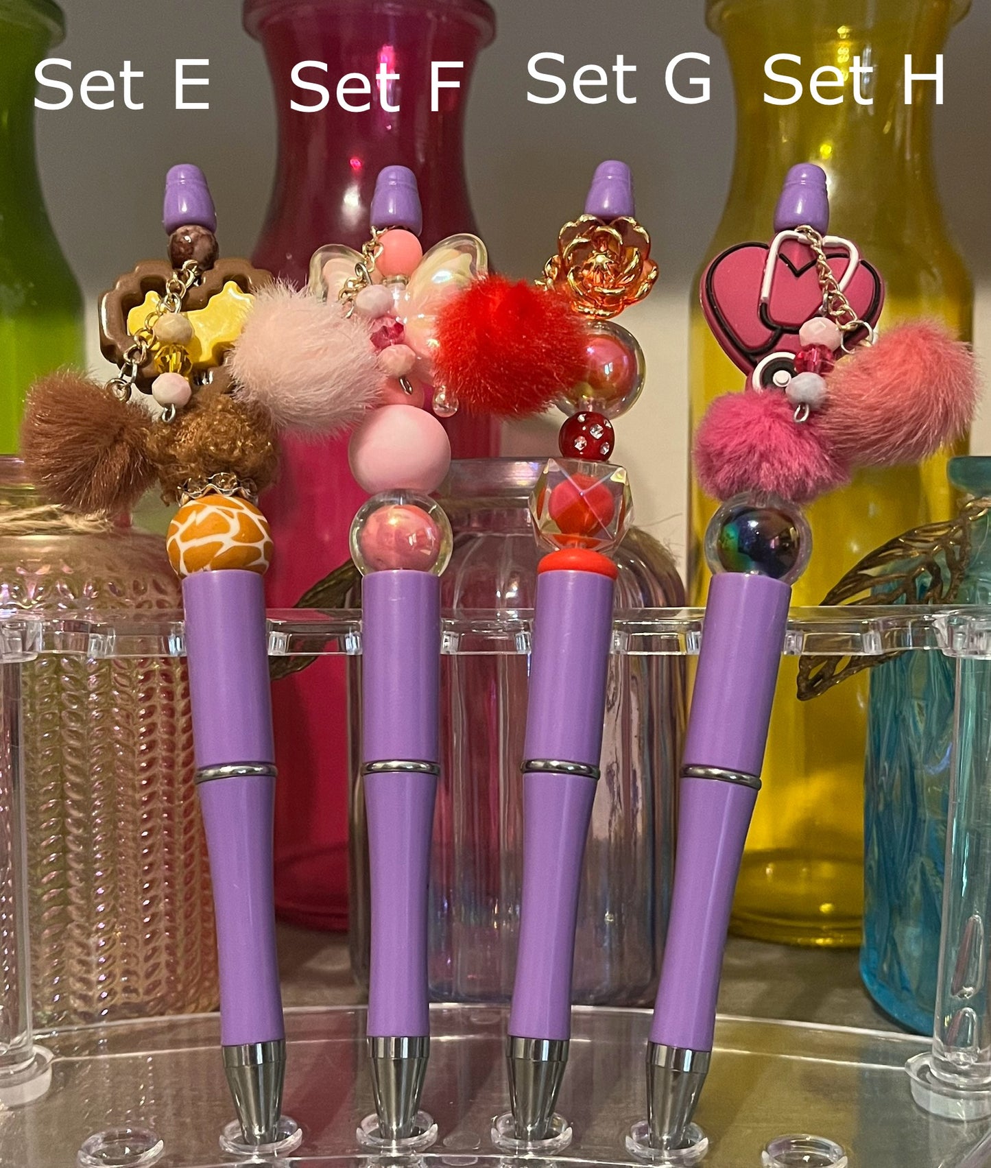 Solid Purple Beaded Pens