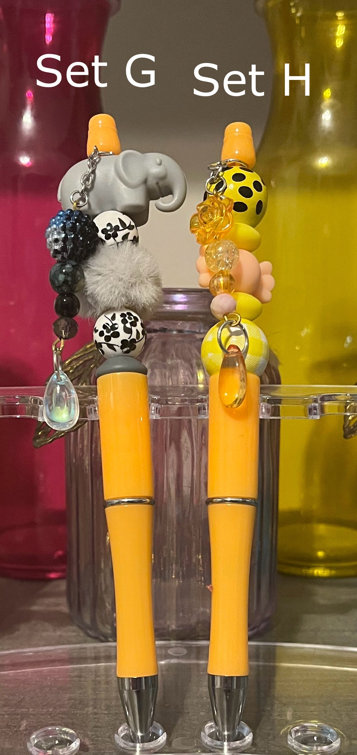 Solid Light Orange Beaded Pens