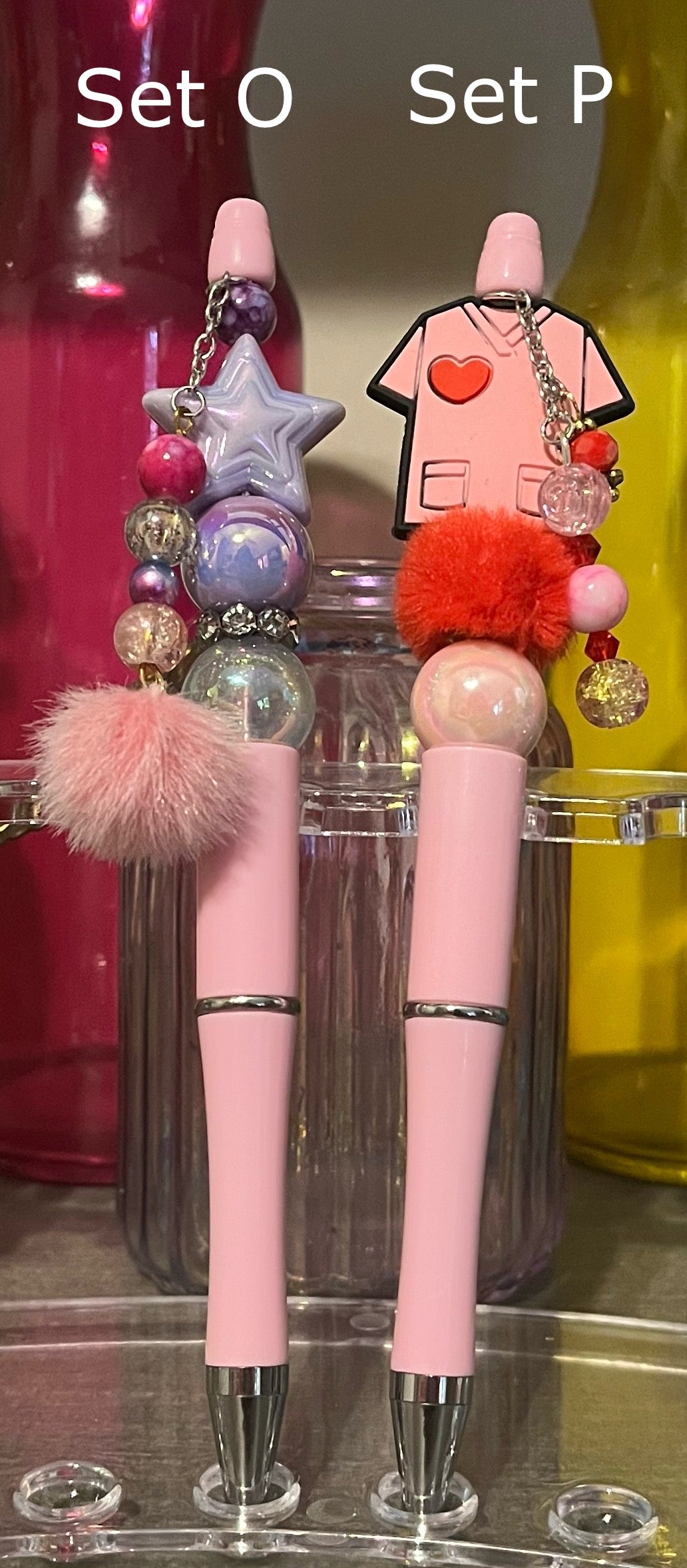 Solid Light Pink Beaded Pens