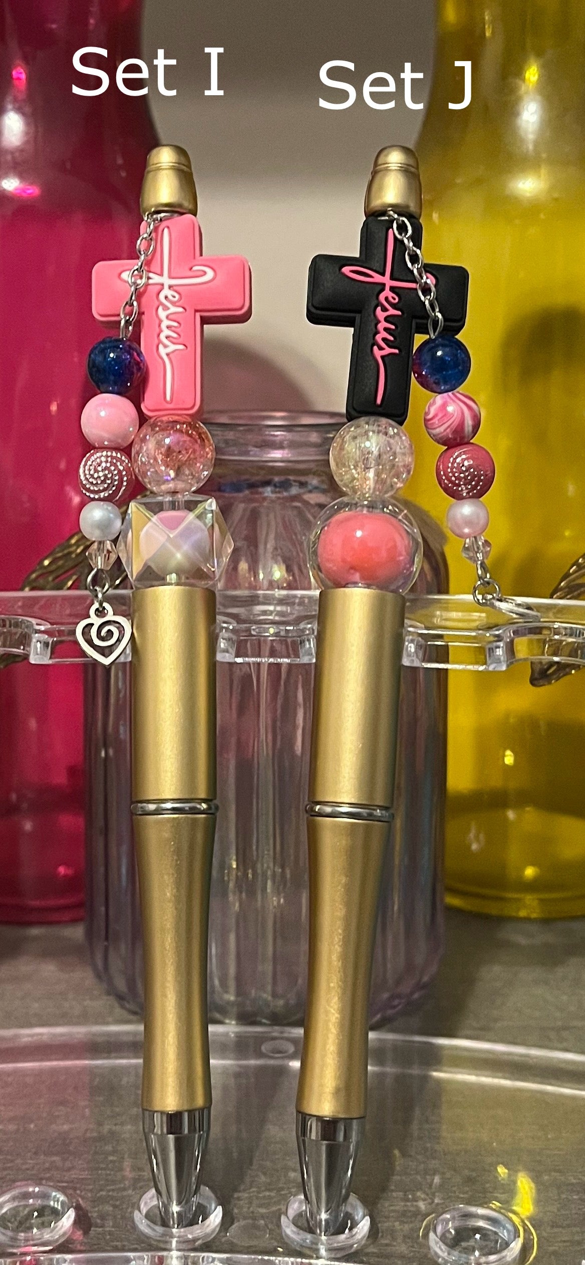Metallic Champagne Beaded Pens
