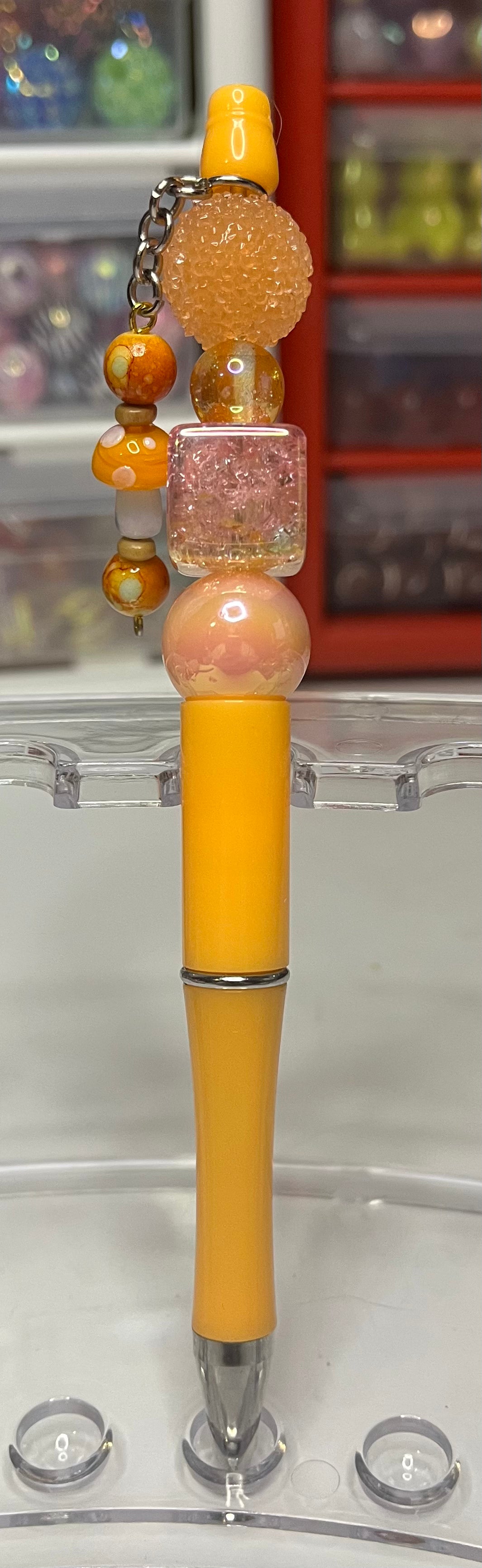 Solid Light Orange Beaded Pens