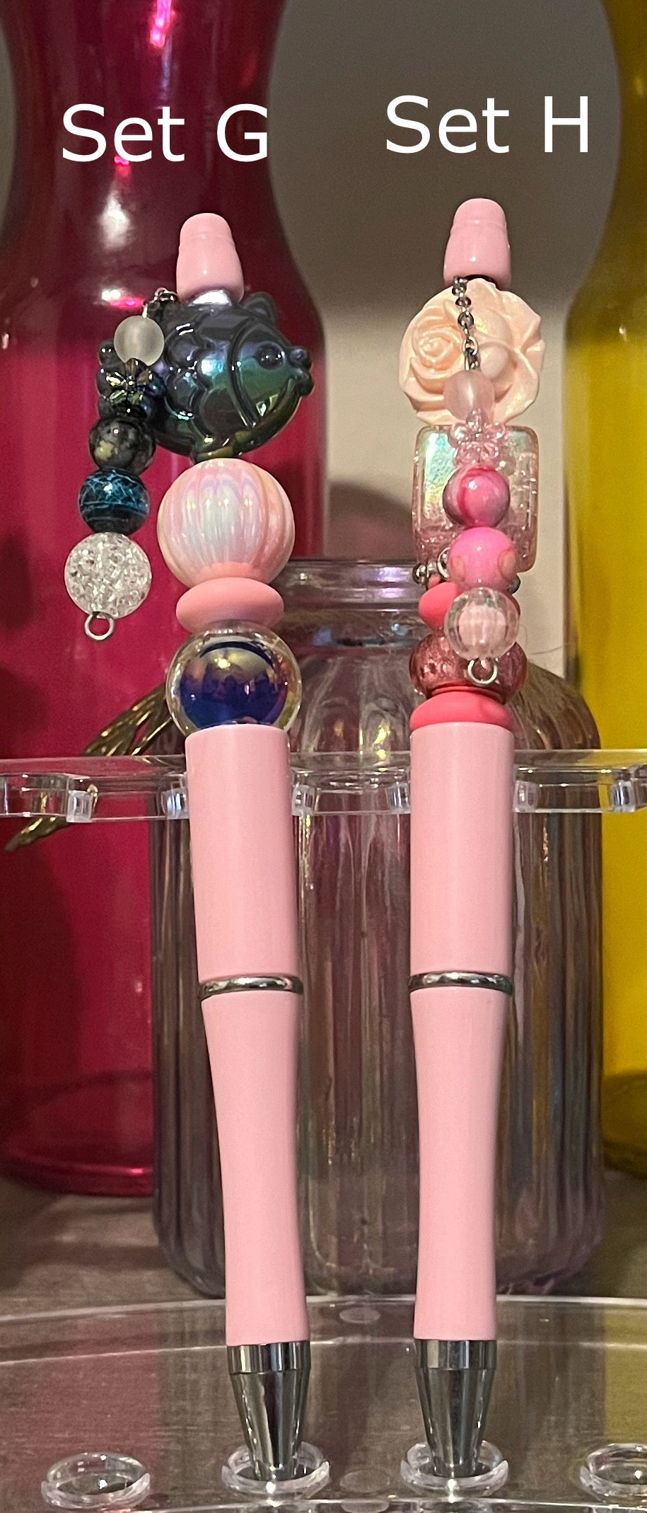 Solid Light Pink Beaded Pens