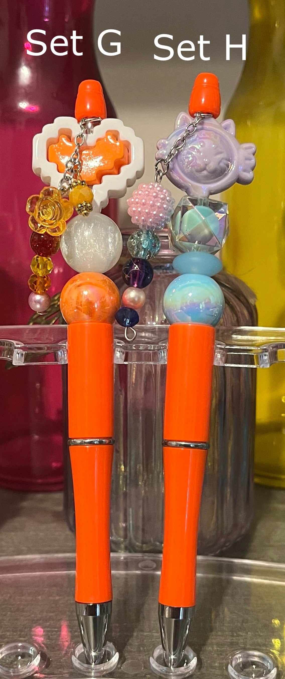 Solid Orange Beaded Pens