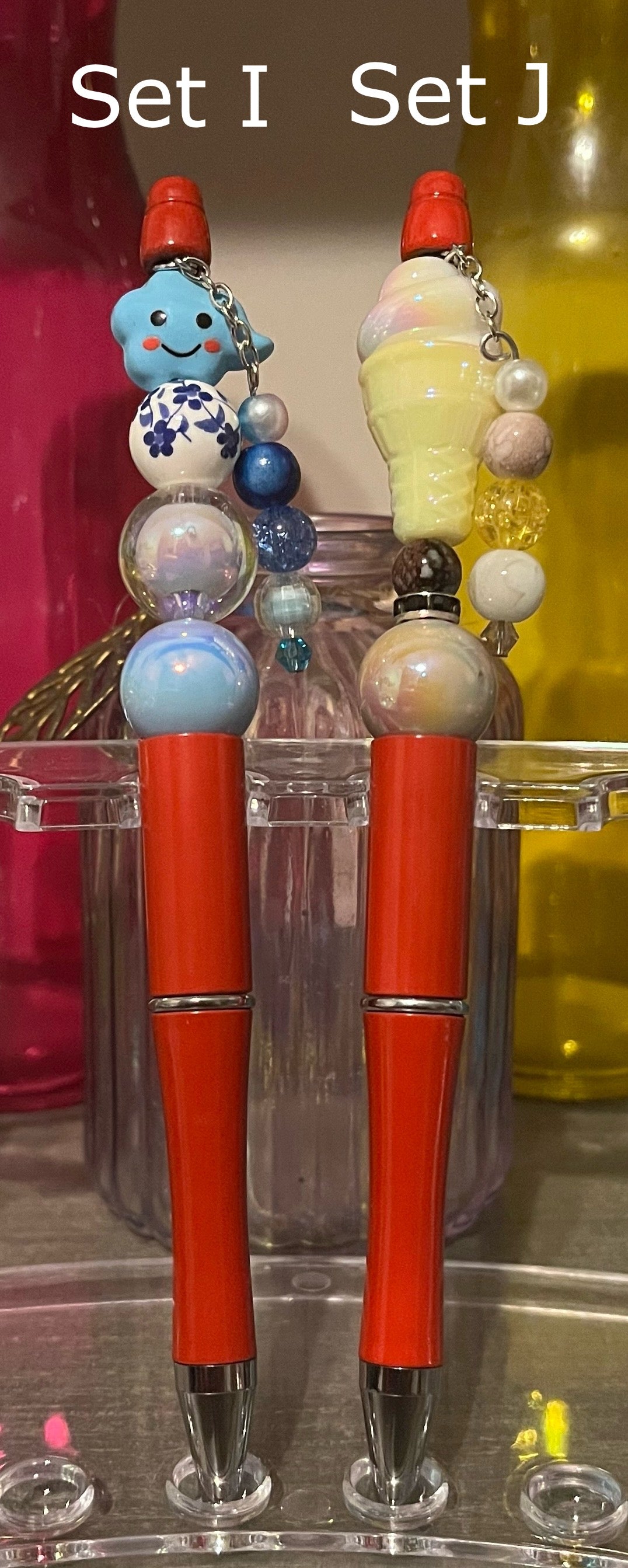 Solid Red Beaded Pens