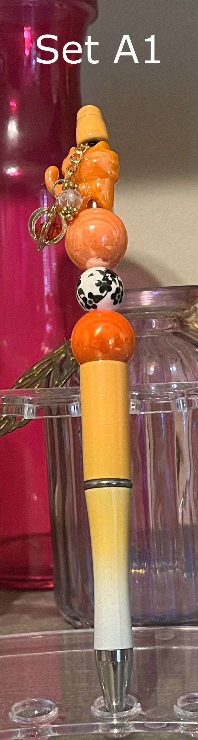 Glitter Light Orange-White Ombré Pens