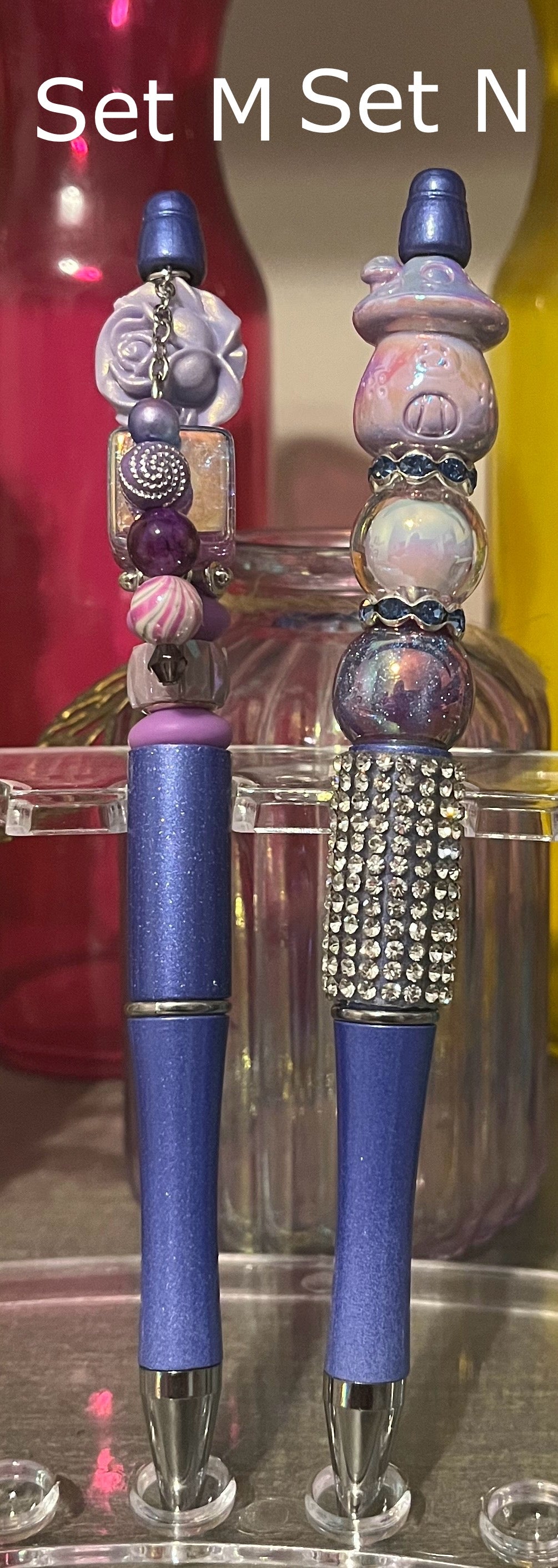 Metallic Dark Purple Beaded Pens