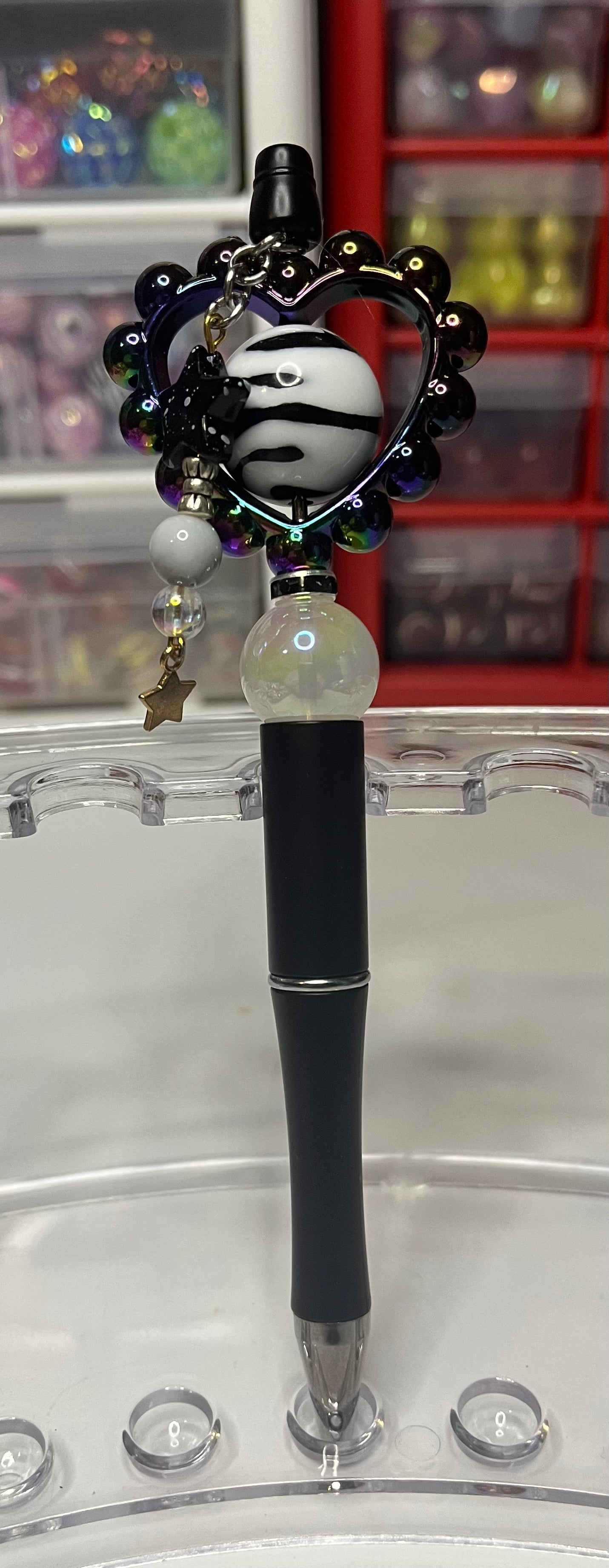 Solid Black Beaded Pens