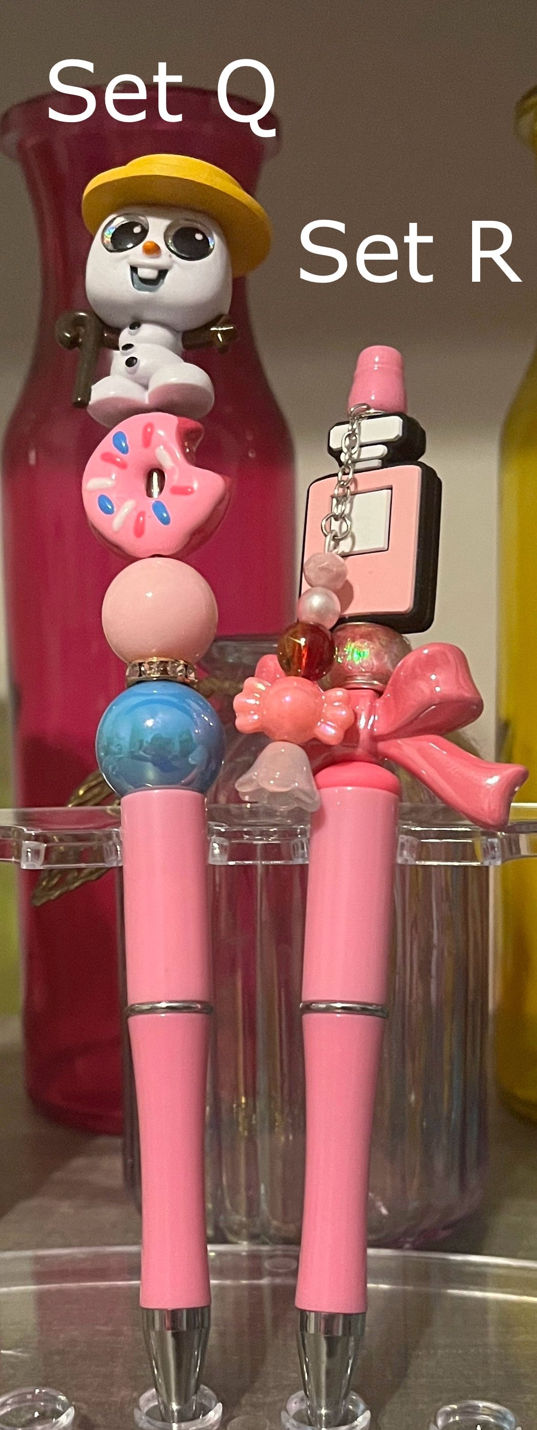 Solid Pink Beaded Pens