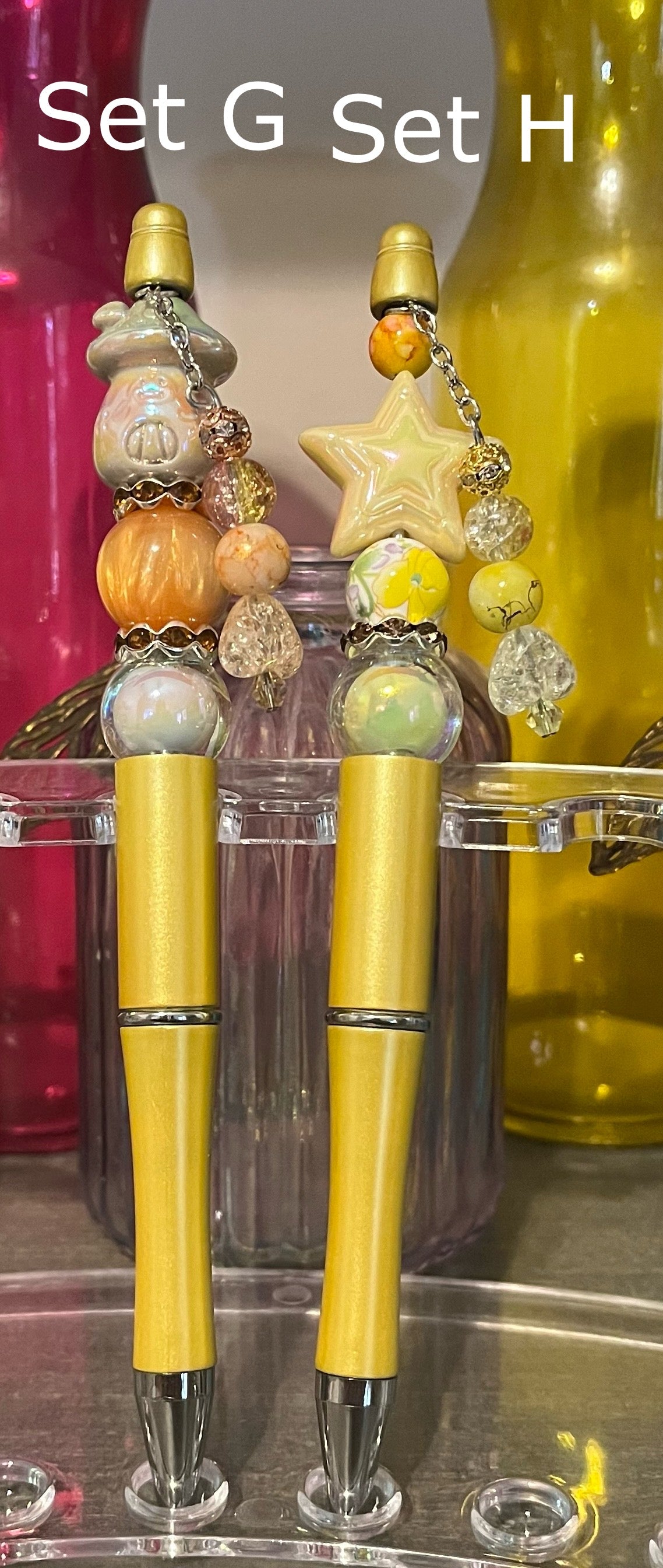 Metallic Gold Beaded Pens