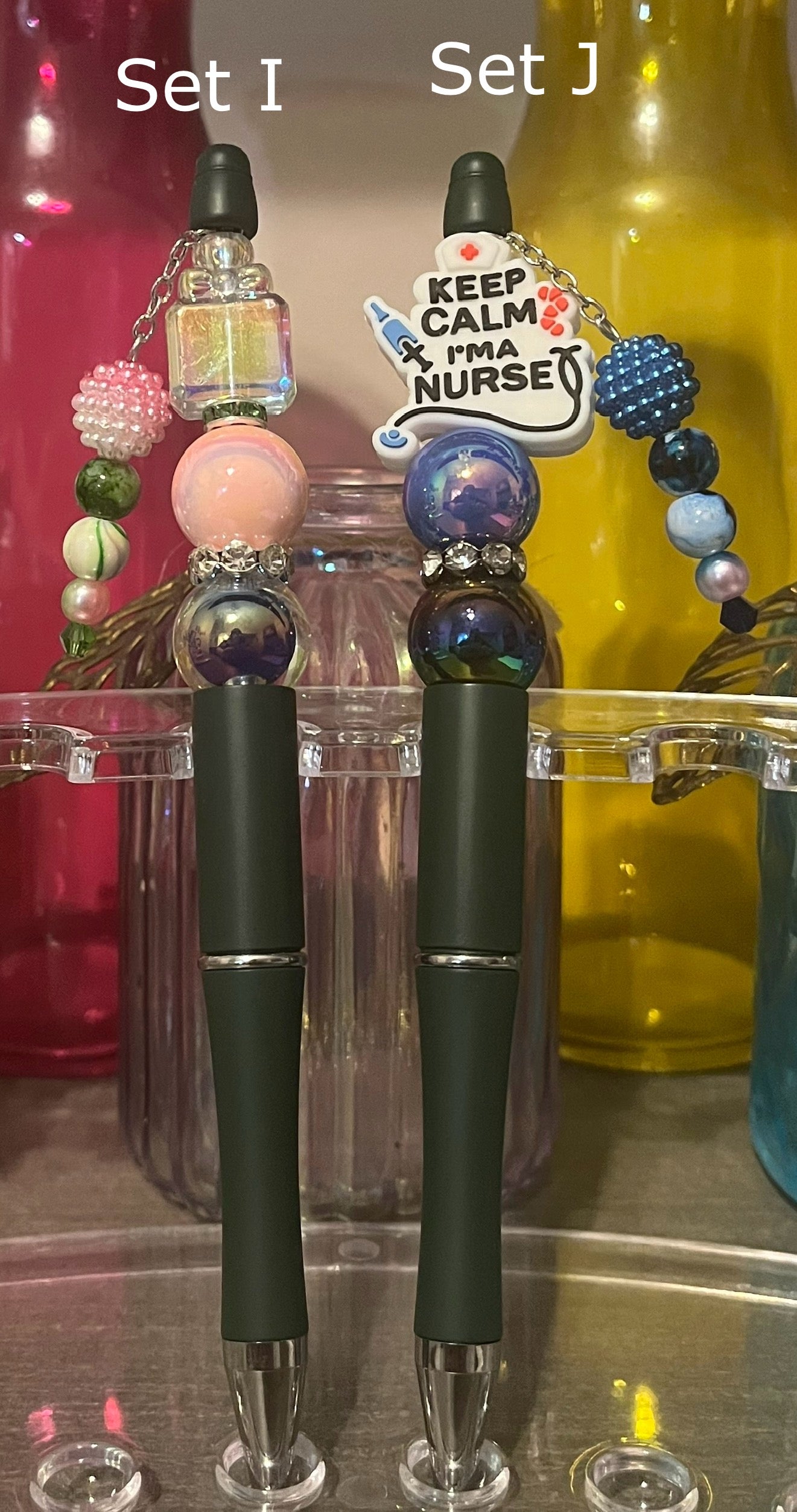 Solid Evergreen Beaded Pens