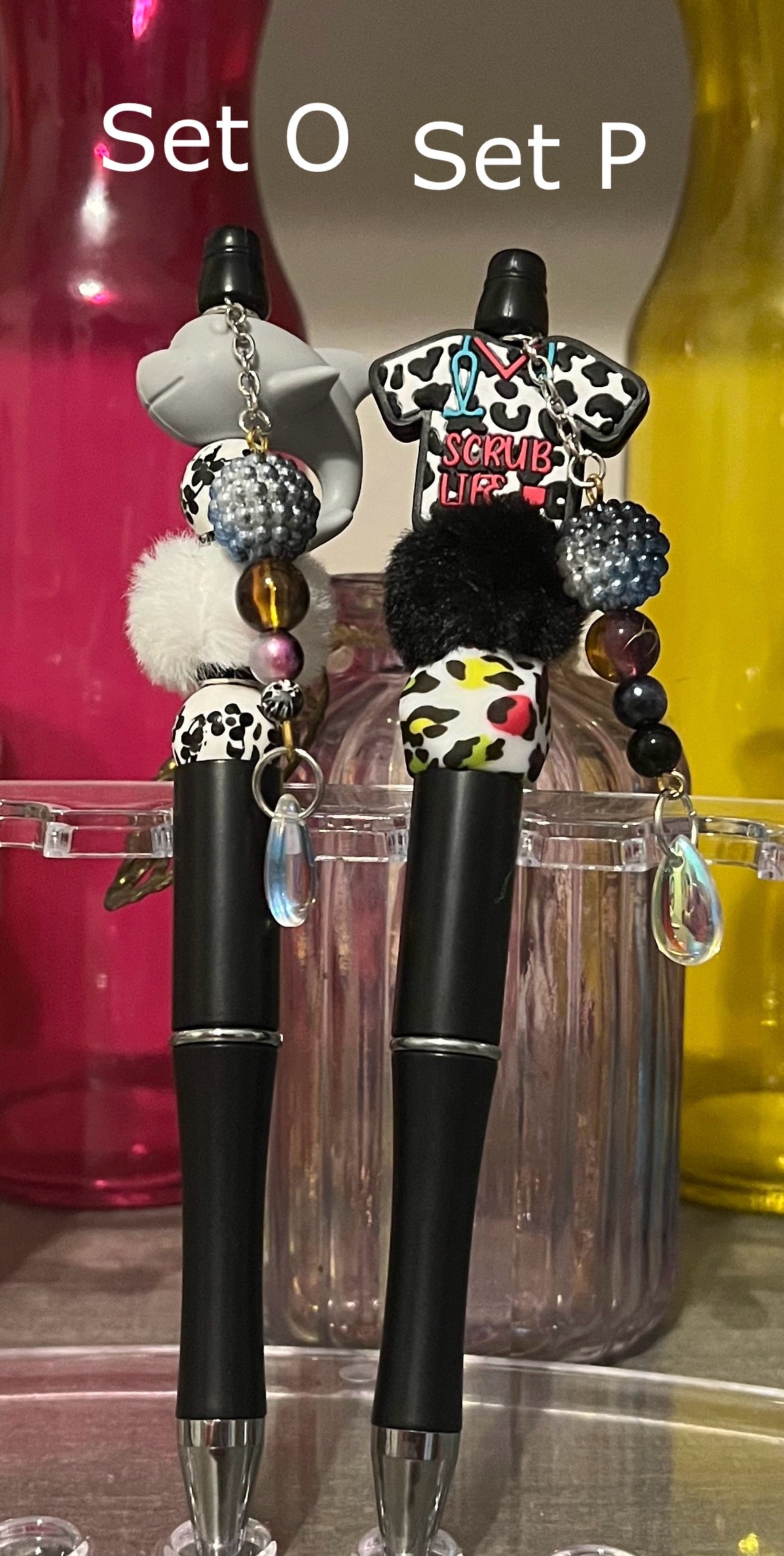 Solid Black Beaded Pens