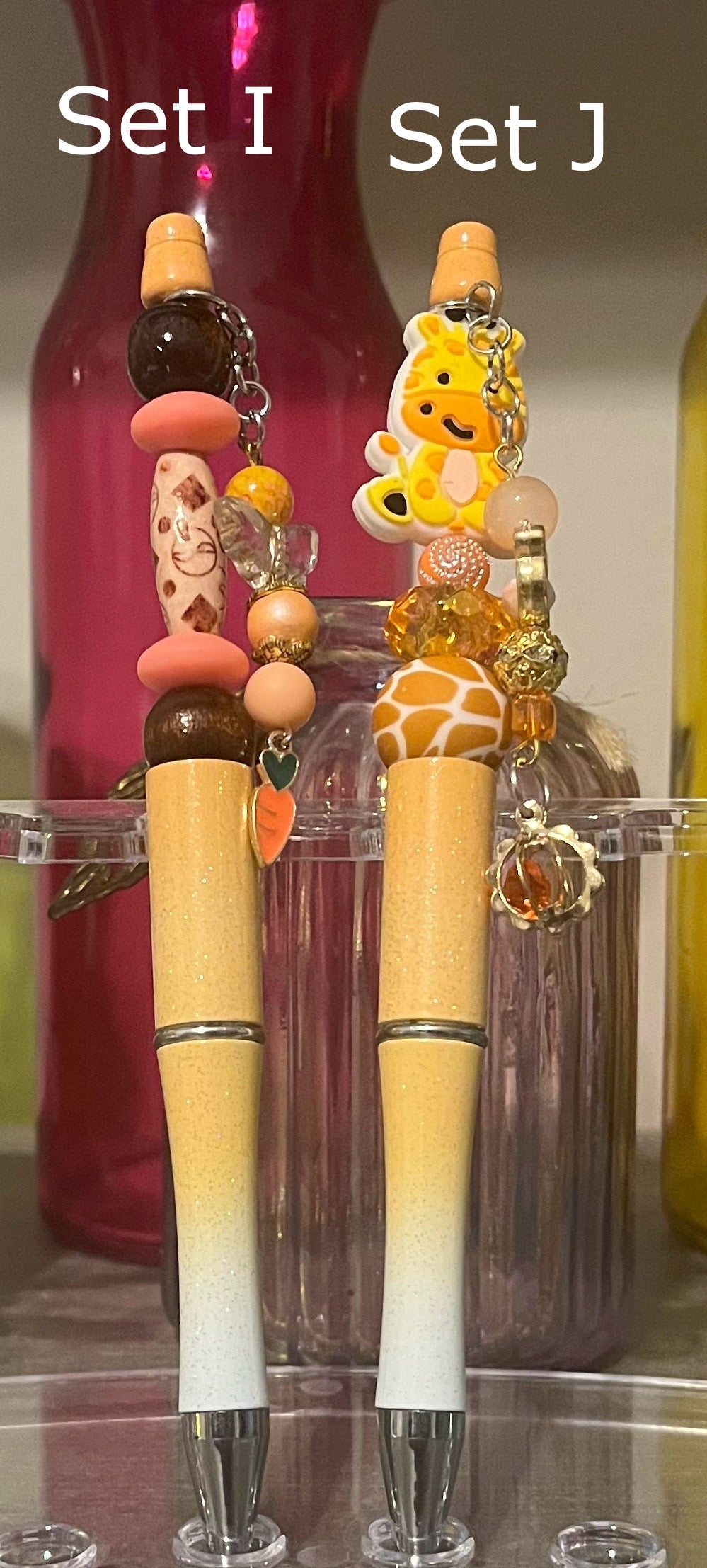 Glitter Light Orange-White Ombré Pens