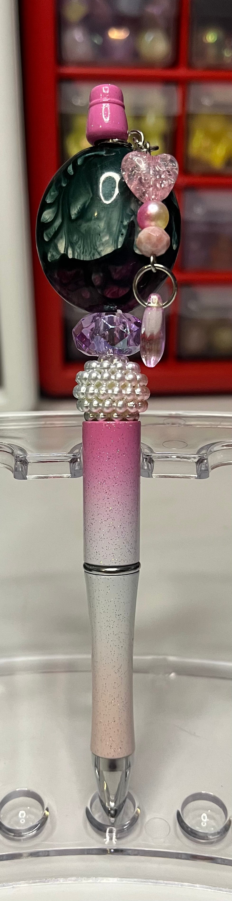 Glitter Pink-White-Light Pink Ombré Beaded Pens