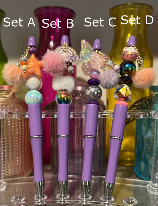 Solid Purple Beaded Pens