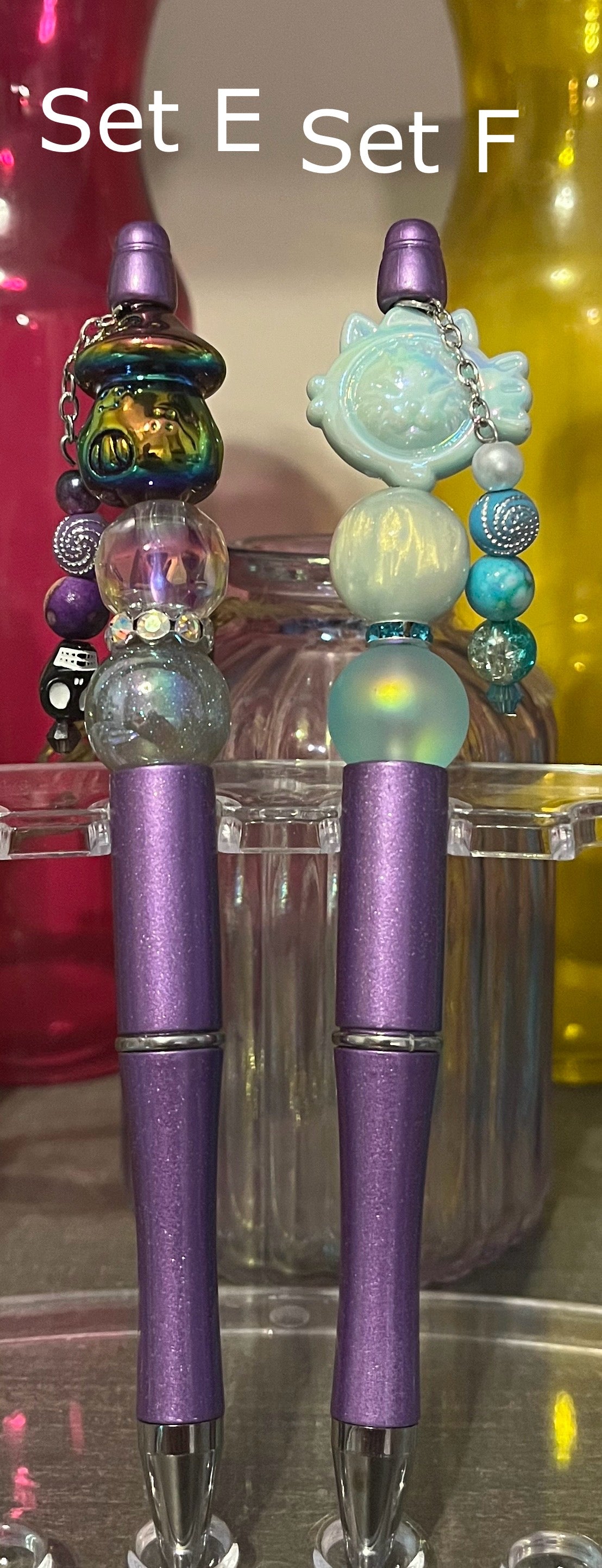 Metallic Light Purple Beaded Pens