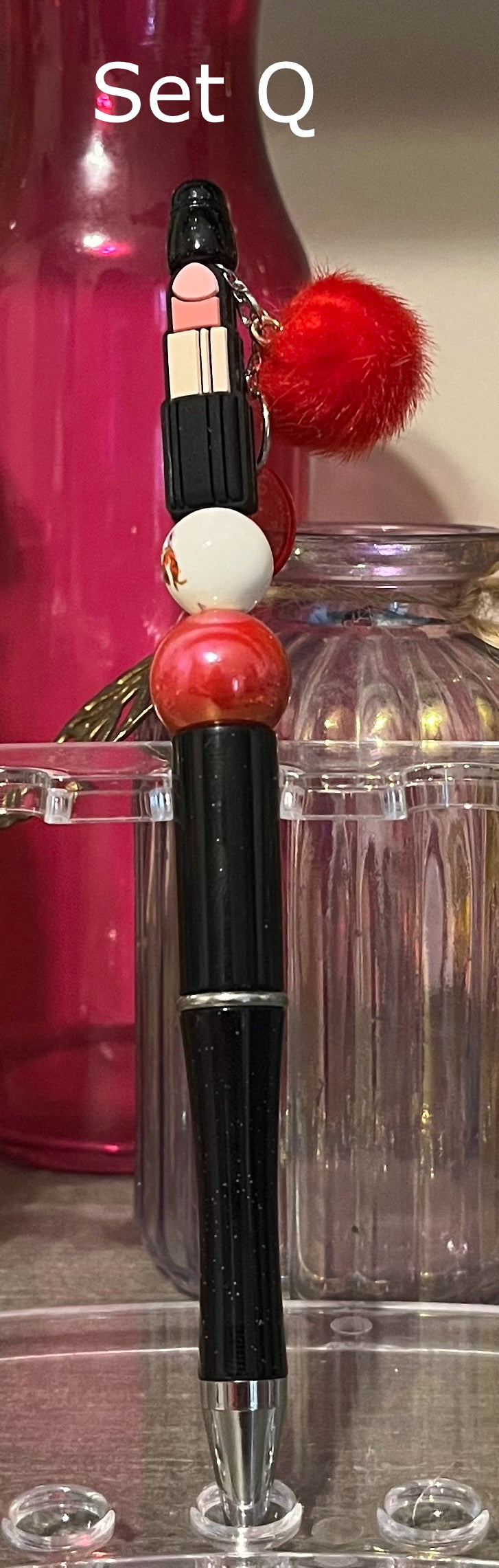 Glitter Black Beaded Pens