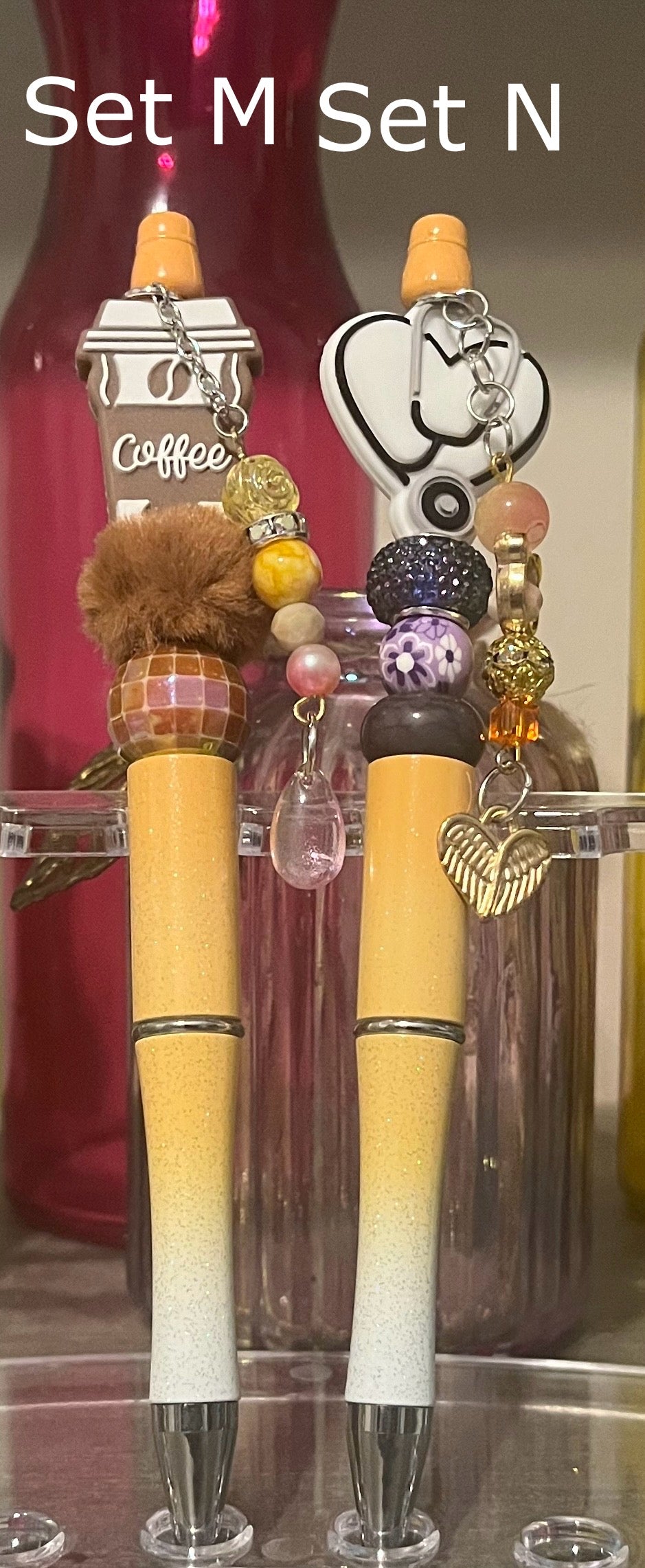 Glitter Light Orange-White Ombré Pens