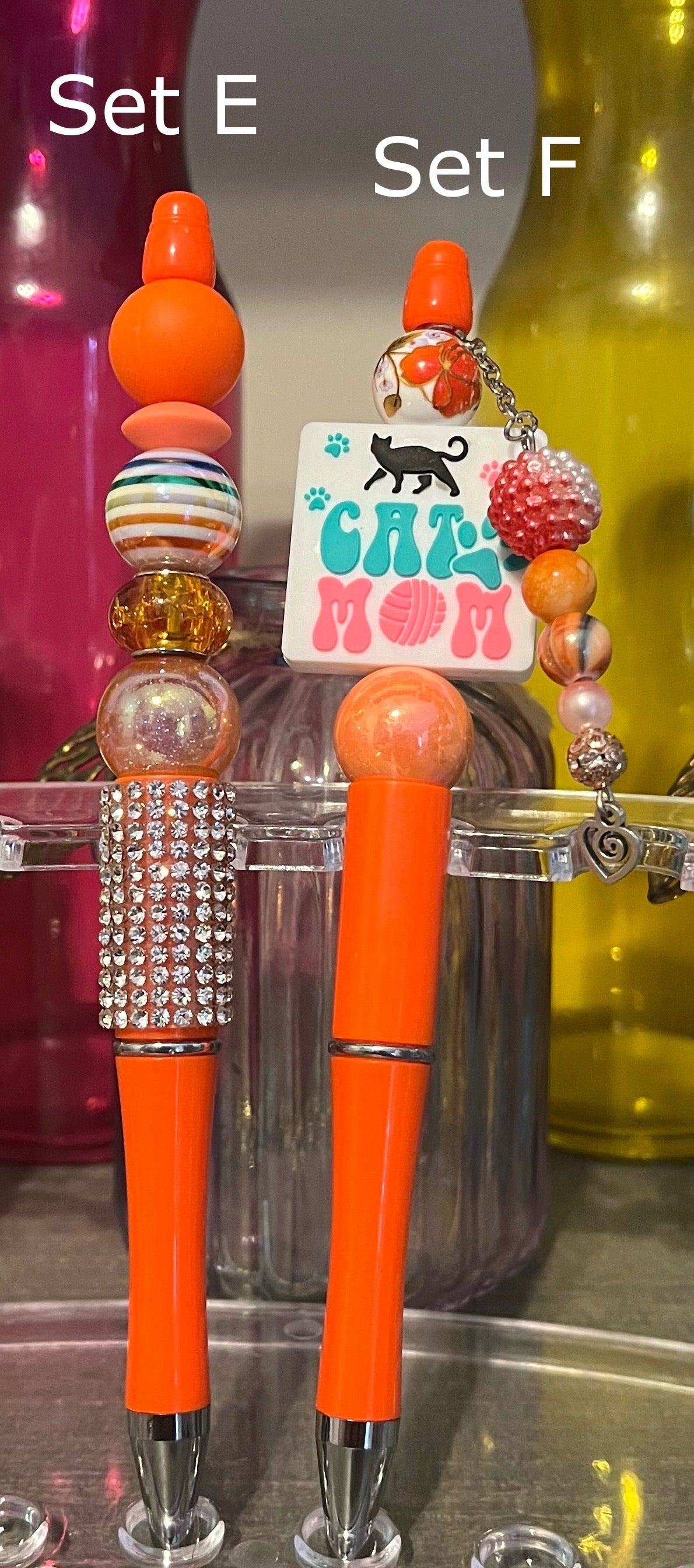 Solid Orange Beaded Pens