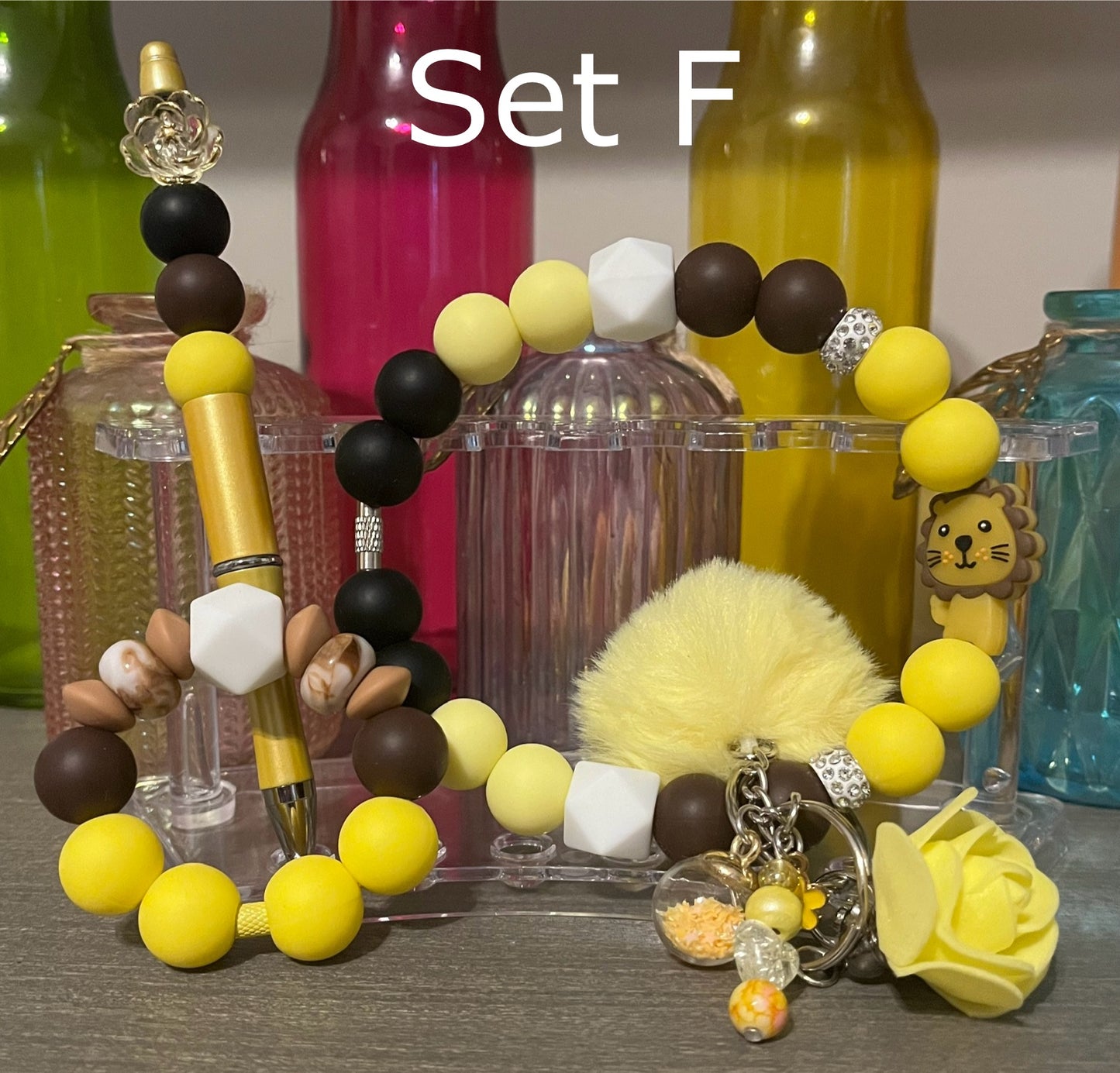Wristlet, Pen & Cup Charm Bundle Sets