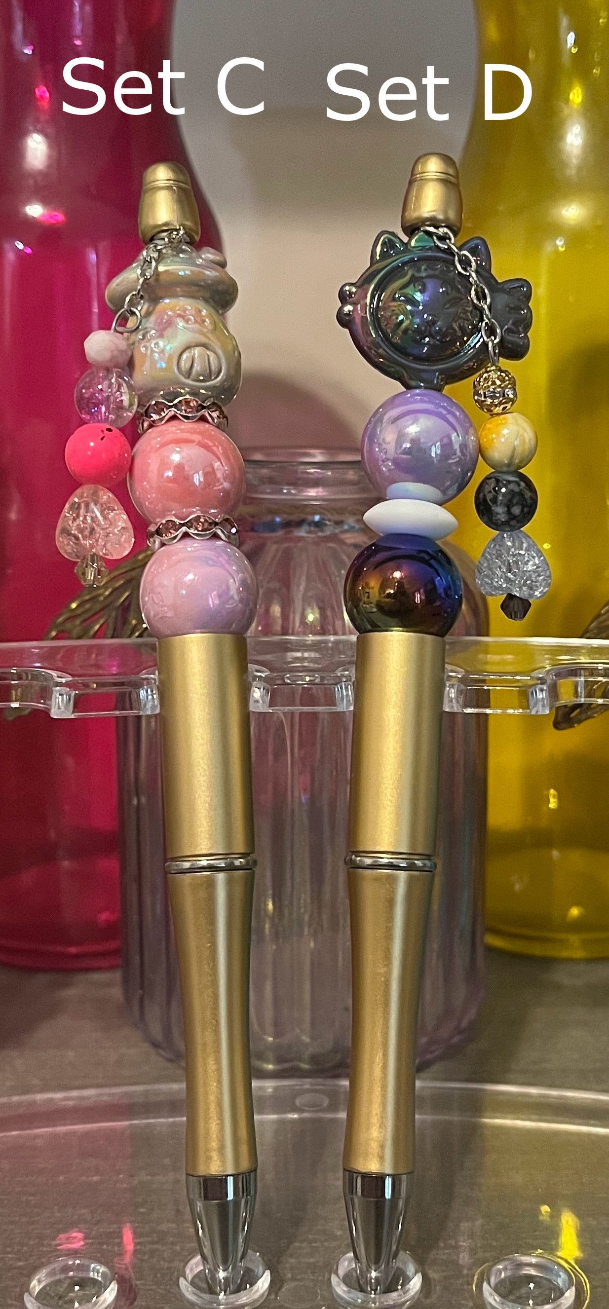 Metallic Champagne Beaded Pens