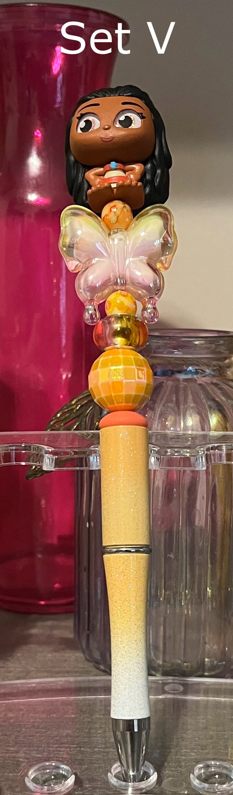 Glitter Light Orange-White Ombré Pens