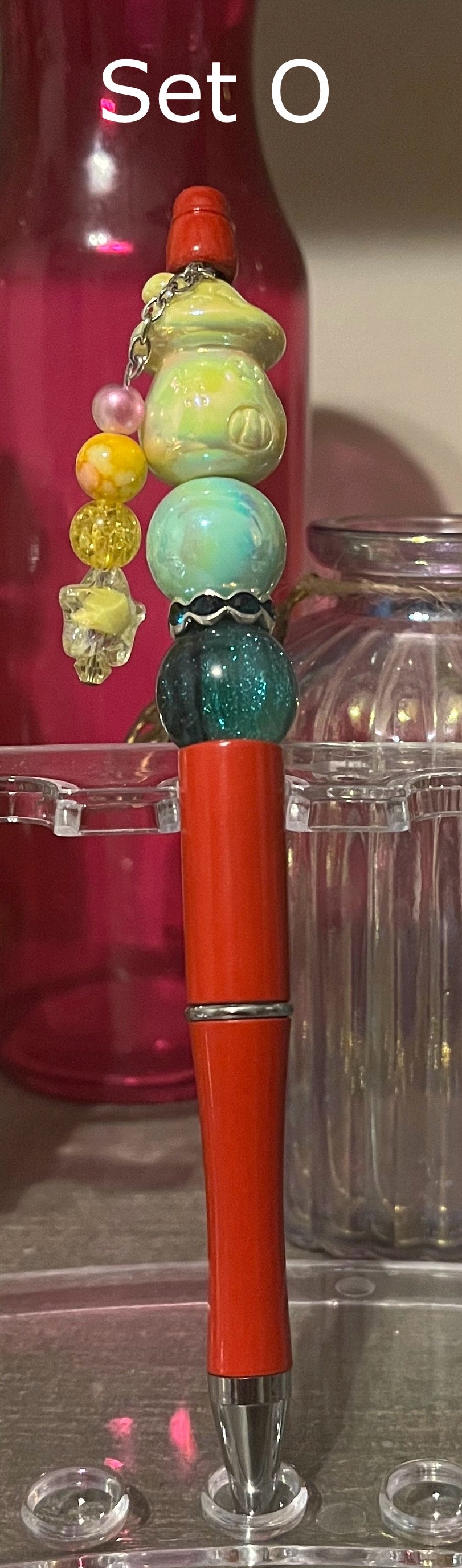 Solid Red Beaded Pens