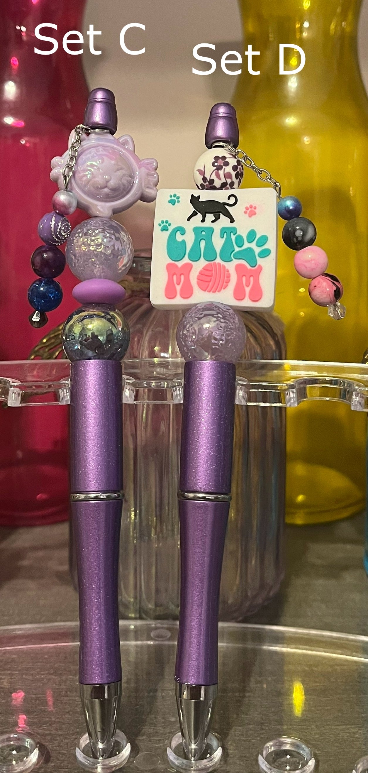 Metallic Light Purple Beaded Pens