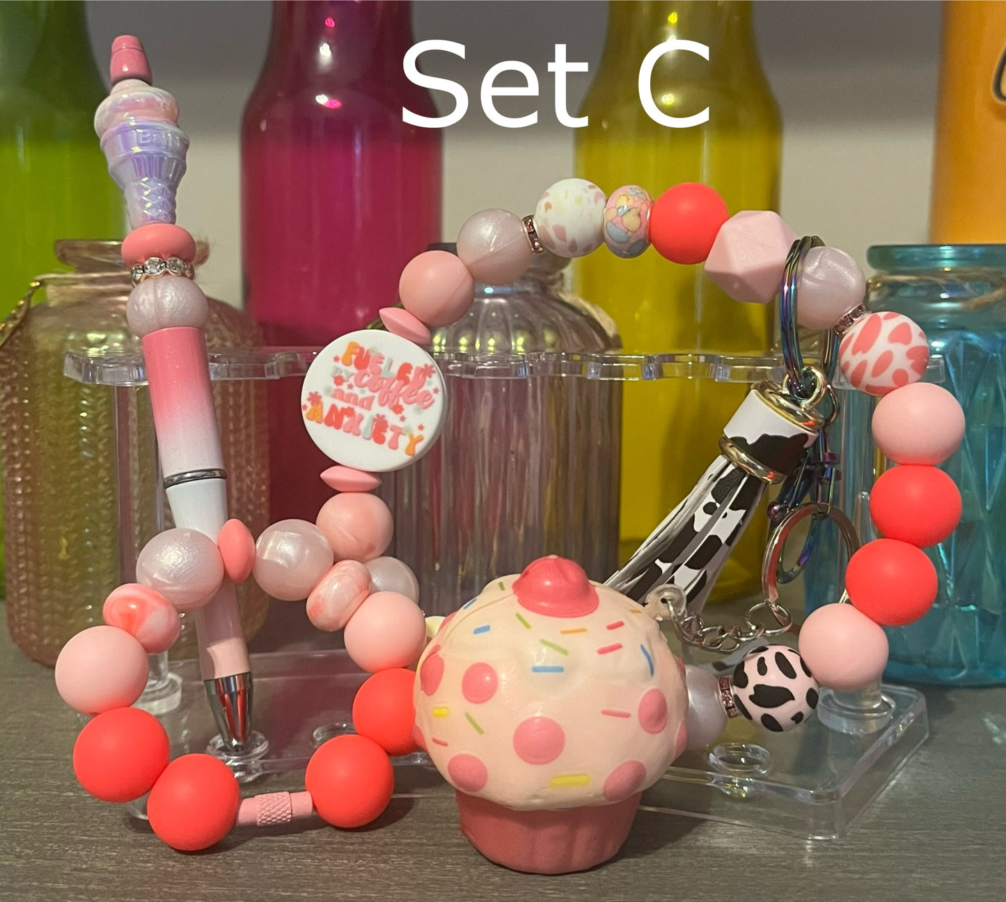 Wristlet, Pen & Cup Charm Bundle Sets