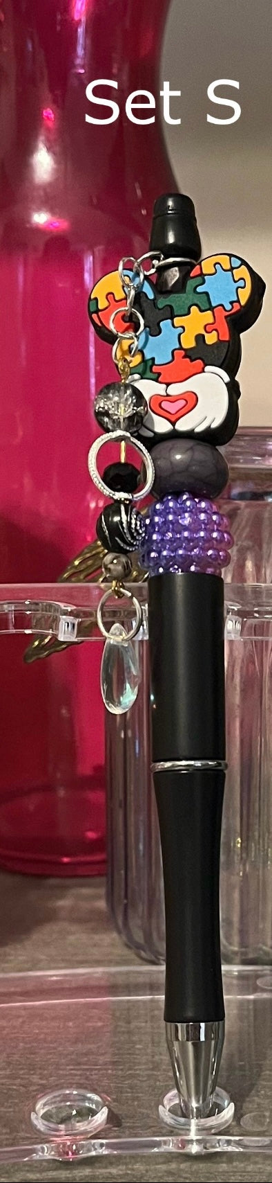 Solid Black Beaded Pens