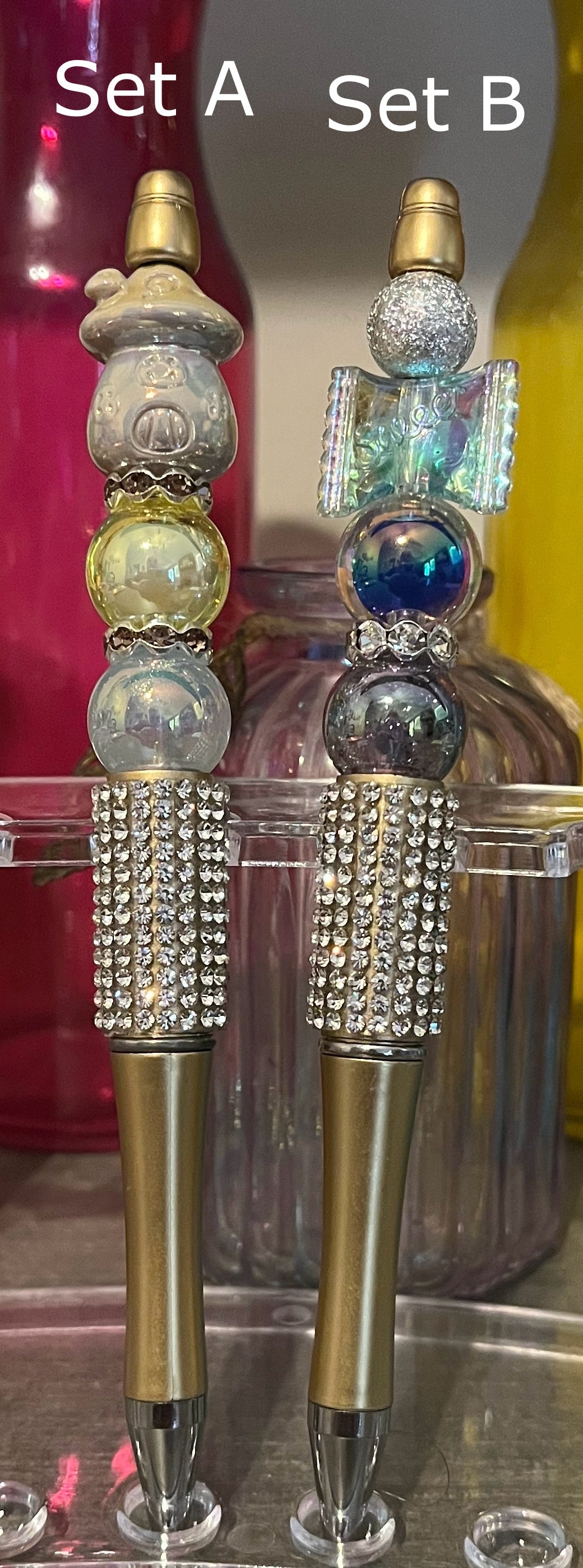 Metallic Champagne Beaded Pens