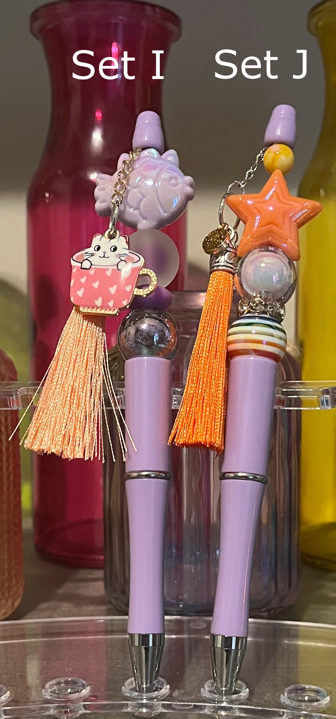 Solid Light Purple Beaded Pens