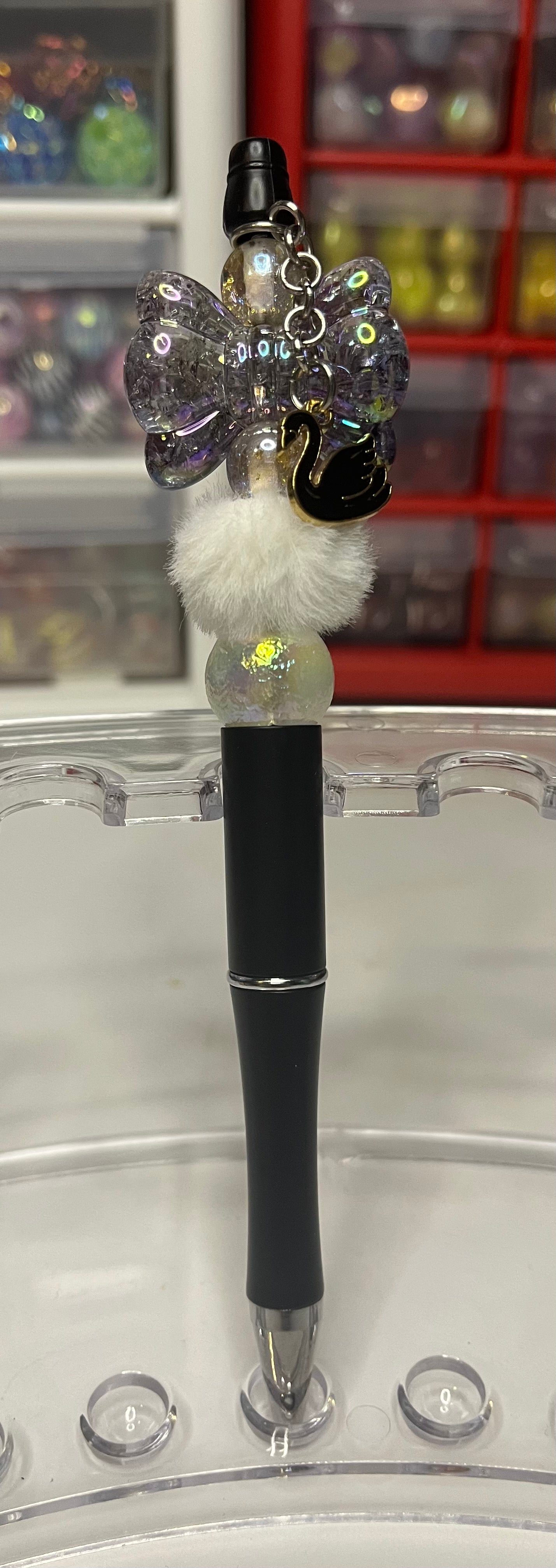 Solid Black Beaded Pens