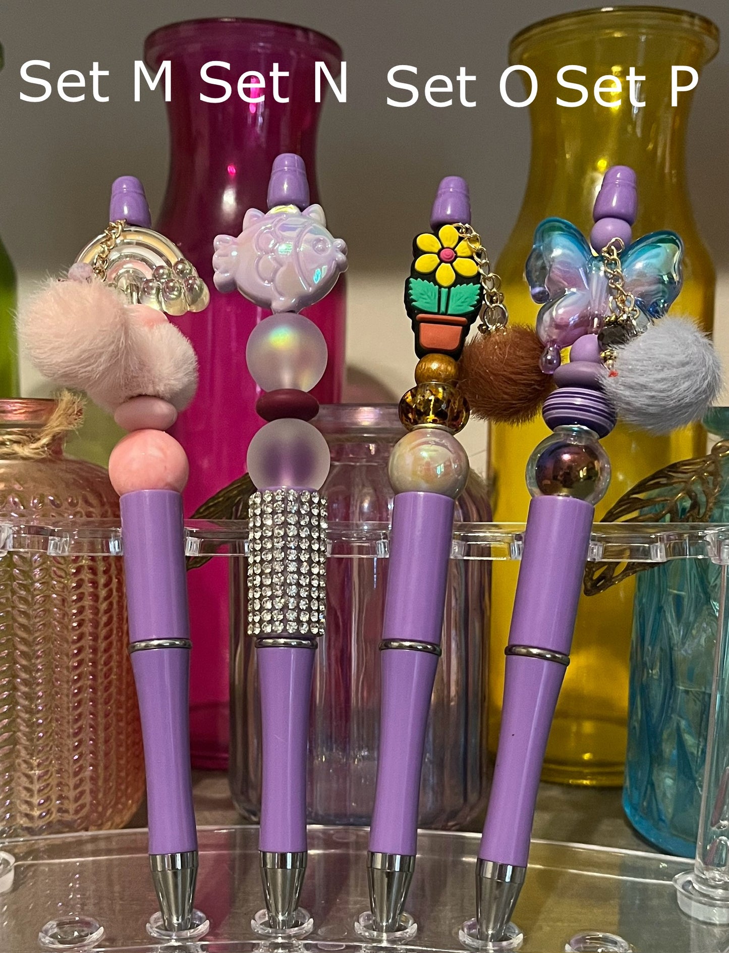Solid Purple Beaded Pens