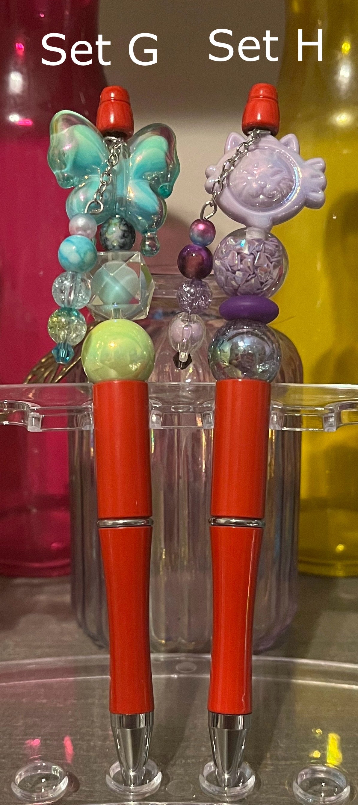 Solid Red Beaded Pens