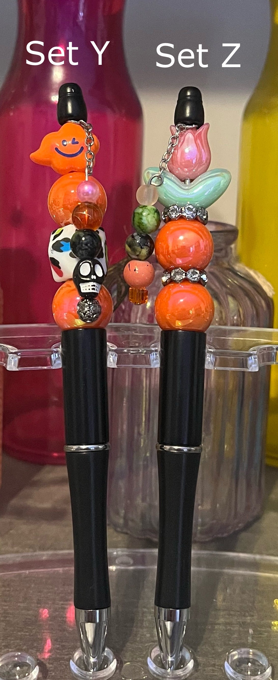 Solid Black Beaded Pens