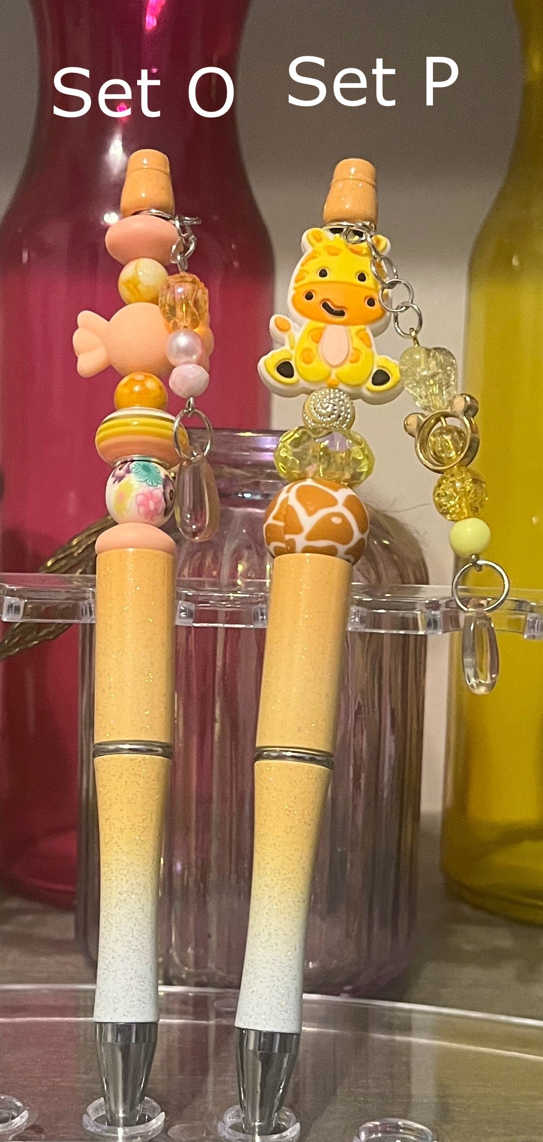 Glitter Light Orange-White Ombré Pens